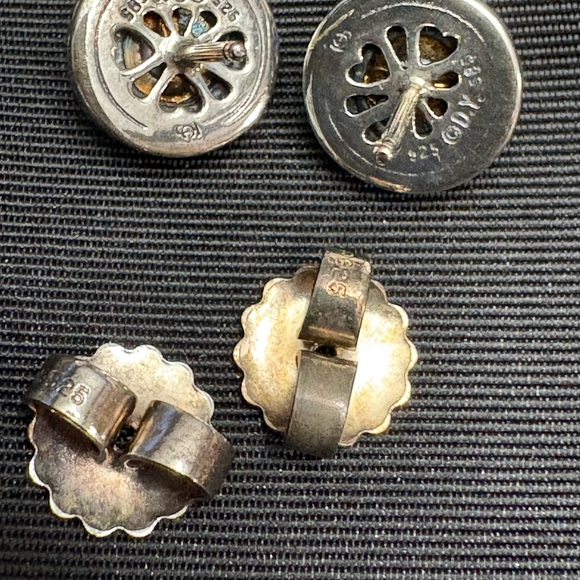 David Yurman Silver Cookie Earrings with 14 KG - Picture 6 of 7